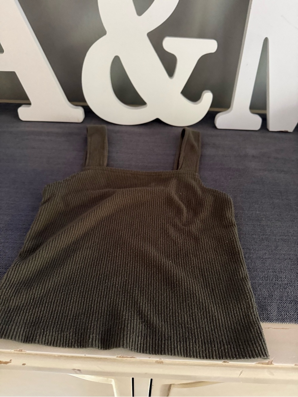 American Eagle Outfitters Ribbed Square-Neck Tank - Olive
